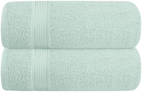 Belizzi Home Cotton 2 Pack Oversized Bath Towel Set 28x55 inches, Large Bath Towels, Ultra Absorbant Compact Quickdry & Lightweight Towel, Ideal for Gym Travel Camp Pool - Sea Green