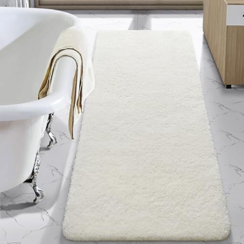 LOCHAS Bathroom Rug Runner 24x48 Inch, Bath Rugs Non Slip, Cream White