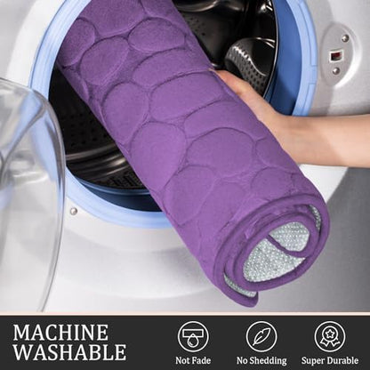 YIHOUSE Bathroom Rugs Mat Set, Memory Foam Bath Mat 2 Piece Purple