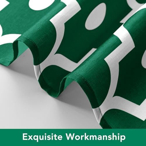 Fabric Modern Extra Long Shower Curtains for Bathroom-Hunter Green & White