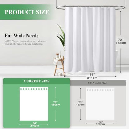 Dynamene Extra Wide Waffle Shower Curtain 256 GSM Fabric 84x72 White