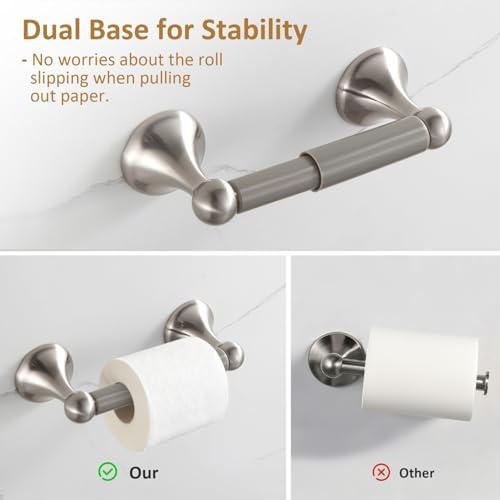 BGL Bathroom Accessories Set, Glossy Stain Nickel Expandable Towel Bar 4-Piece Bathroom Accessory Set Wall Mounted Towel Ring Robe Hook Toilet Paper Holder Towel Holder