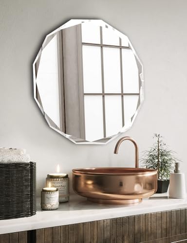 20x20 Inch Bathroom Mirrors for Over Sink, Round Frameless Mirrors for Wall