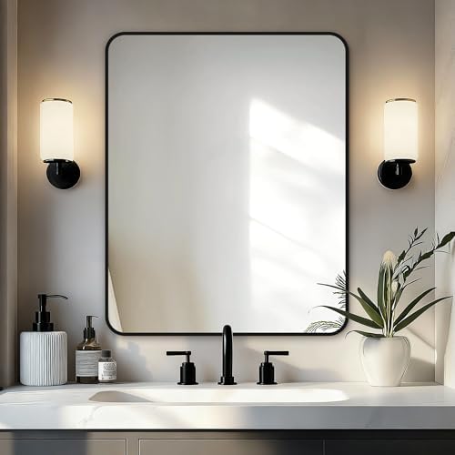 Delma Bathroom Vanity Mirror, Black Framed Mirror for Over Sink, 30x24