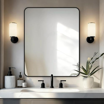 Delma Bathroom Vanity Mirror, Black Framed Mirror for Over Sink, 30x24