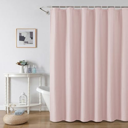 OWENIE Pink Shower Curtain for Bathroom 78 Inches Long, 3D Embossed Textured Fabric Farmhouse Shower Curtain Soft Cloth, Water Repellent, Machine Washable, Hotel Style, 72" W x 78" L, Pink