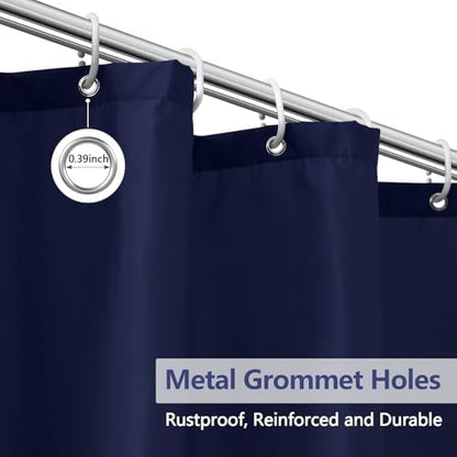 Seenus Navy Blue Fabric Shower Curtain Liner with 3 Large Magnets, 72 x 84 inch Extra Long Waterproof Cloth Shower Liner, Bathroom Dark Blue Tall Shower Curtain Machine Washable