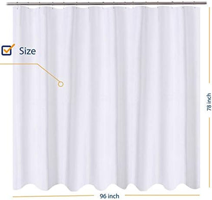 N&Y HOME Fabric Shower Curtain Liner 96 x 78 inch XL Size, White
