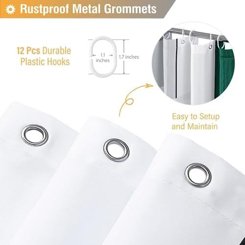 BTTN Emerald Green Modern Geometric Waterproof Shower Curtain Set, 72 x 72