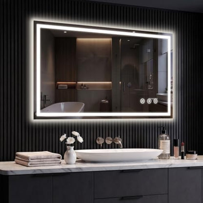 40"x32" LED Bathroom Mirror with Anti-Fog, Backlit & Front Lights, Memory