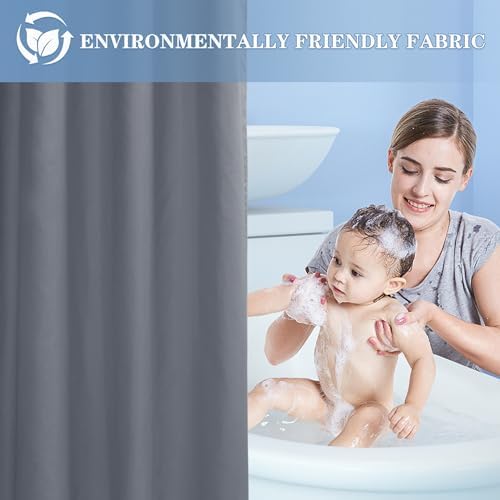 Nasitos Fabric Shower Curtain Liners with Magnets 2 Pcs 72X78 Inch Grey