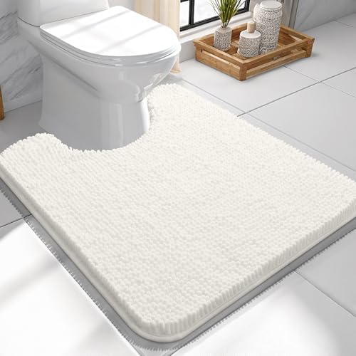 OLANLY Toilet Rugs U-Shaped 24x24, Soft Absorbent Chenille Contour Rugs