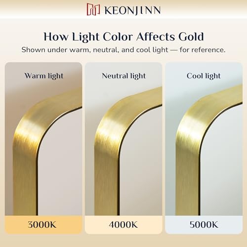 Keonjinn 30 x 30 Inch Brushed Gold Bathroom Mirrors for Over Sink