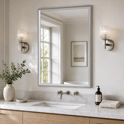24x36 Inch Brushed Nickel Bathroom Mirror for Over Sink