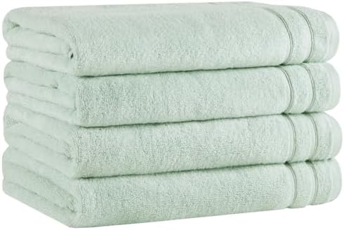 Comfort Spaces 4 Pc Bath Sheet Set 30x60, 100% Cotton 400GSM, Seafoam Green