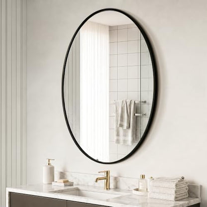 Black Oval Bathroom Mirror for Wall, 26"x38" Bathroom Vanity Mirror
