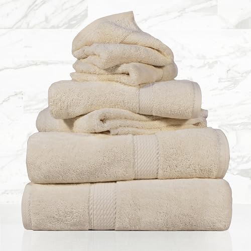 SUPERIOR Egyptian Cotton Ultra Plush & Absorbent, 6 Piece Set, Cream