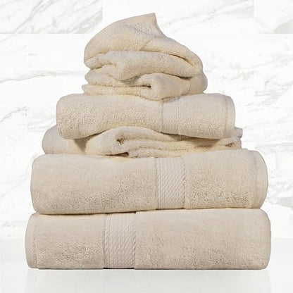 SUPERIOR Egyptian Cotton Ultra Plush & Absorbent, 6 Piece Set, Cream