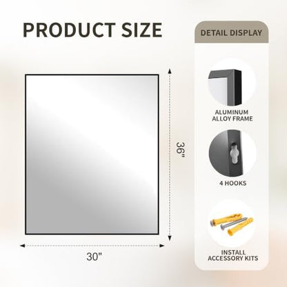 FICTOR Bathroom Vanity Mirror for Over Sink, 30" x 36", Black