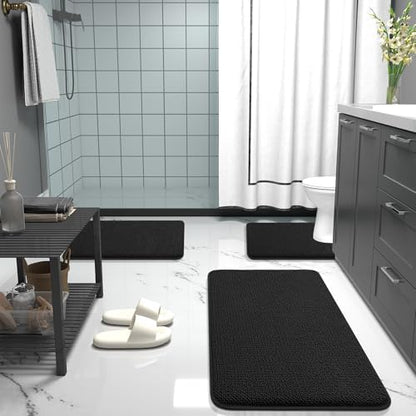 OLANLY Thick Memory Foam Bathroom Rugs 35x24, Absorbent Bath Mat, Black