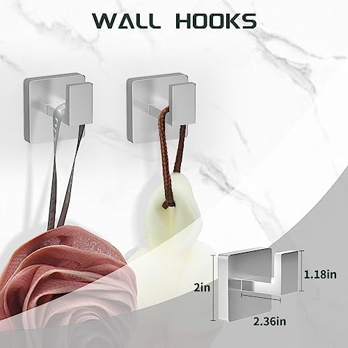 Dorudon atrox 7-Piece Bathroom Hardware Set Brushed Nickel Towel Bar Set with Towel Rack, 2 Square 23-Inch Towel Bars and Stainless Steel Bathroom Accessories Wall Mounted