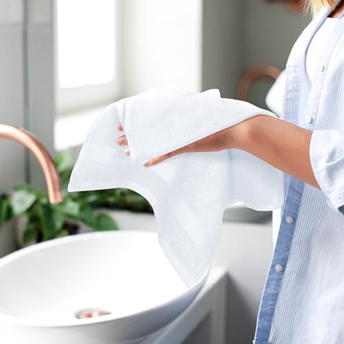 GLAMBURG Ultra Soft 6-Piece Hand Towel Set 16x28-100% Ringspun Cotton - Durable & Highly Absorbent Hand Towels - Ideal for use in Bathroom, Kitchen, Gym, Spa & General Cleaning - White