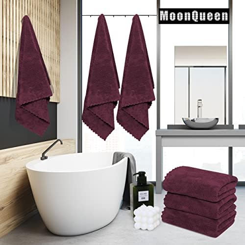 MOONQUEEN 6 Pack Premium Bath Towel Set - Quick Drying - Microfiber Coral Velvet Highly Absorbent Towels - Multipurpose Use as Bath Fitness, Bathroom, Shower, Sports, Yoga Towel (Burgundy)