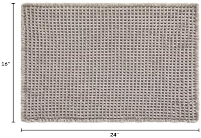 TYUU Waffle Bath Mat, Small Boho Bathroom Rugs Non Slip 24x16 Light Grey