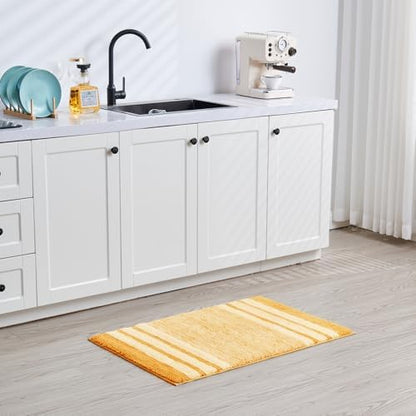 CozeCube Harvest Gold Striped 32"x20" Non Slip Washable Bath Mat