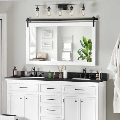 COGOOD Farmhouse Bathroom Mirrors for Over Sink - 30 x 49 Pure White