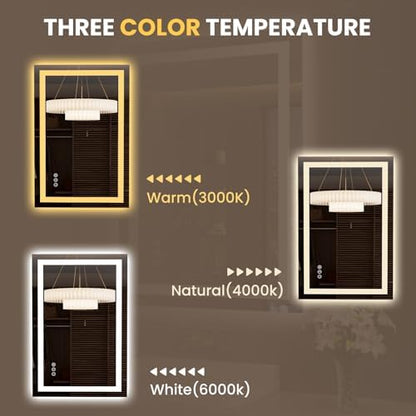LOAAO 23.6"x35.4" LED Bathroom Mirror with Lights, UL Listed