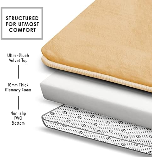 Clara Clark Bathroom Rugs, Velvet Memory Foam Bath Mat, Non-Slip, Machine Washable Bath Rugs - Dries Quickly, Ultra Soft Plush Bath Mats for Bathroom, 20 x 24, Cream