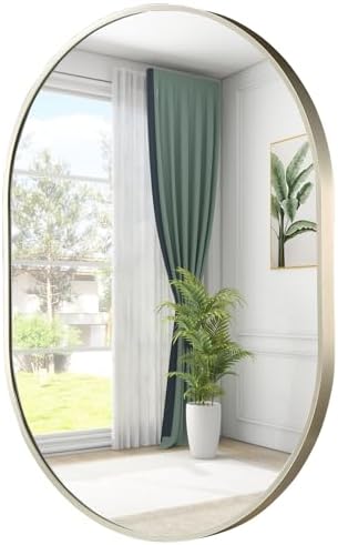 Brushed Nickel Mirror, 22"x30" Oval Bathroom Mirror, Oval Mirror