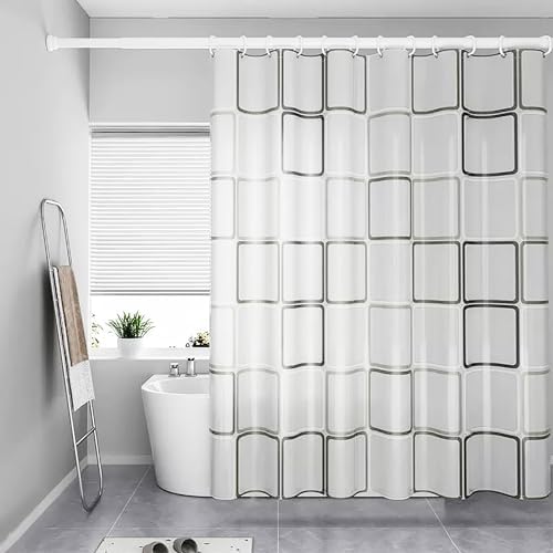 Shower Curtain Liner, Big Square Waterproof PEVA Shower Curtains with 3 Duty Heavy Bottom Magnets and 12 Rust Proof Grommets, 72x72 Weighted Shower Liner for Shower Stall, Bathtubs