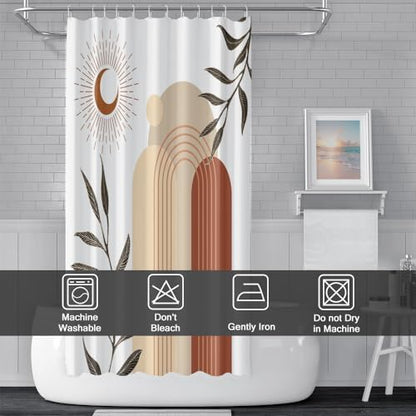 Boho Moon Shower Curtain with Hooks for Bathroom 54x72 Inch