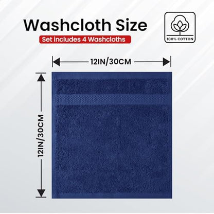 Infinitee Xclusives 100% Cotton Luxury Wash Cloths for Showering - 4 Pack