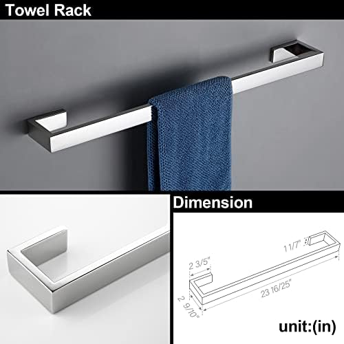 BAGNOLUX Bathroom Hardware Set, Bath Towel Holder Set SUS304 Stainless Steel, Towel Rack for Wall Mounted, Chrome Bathroom Accessories Set Fixture Heavy Duty, Polished Chrome