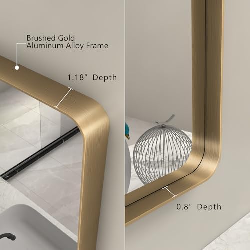 2 Pack of 22x30 Inch Gold Bathroom Mirror Metal Frame