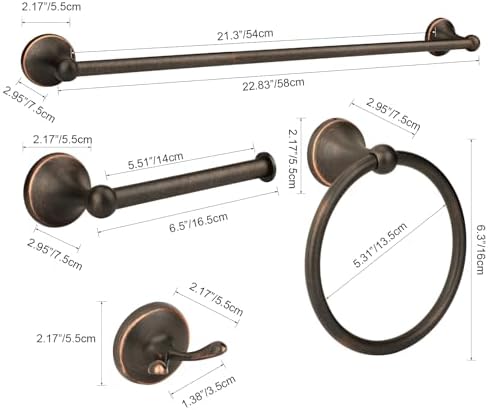 4 Piece Antique Bathroom Hardware Accessories Set Oil Rubbed Bronze,24 Inch Towel Bar Set,Towel Rack Set,Bathroom Towel Holder Set