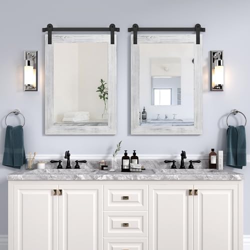 COGOOD Farmhouse Bathroom Mirrors for Over Sink - 30 x 22 White