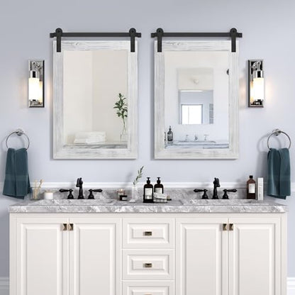 COGOOD Farmhouse Bathroom Mirrors for Over Sink - 30 x 22 White