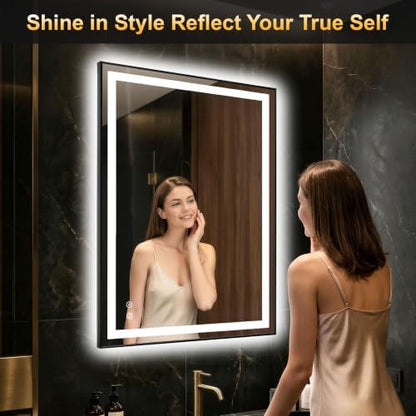 LED Bathroom Mirror with Light, 30x40 Vanity Mirror for Wall with Frame