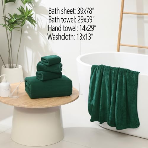 YTYC 39x78 Bath Sheets,Towels for Bathroom,Dark Green,2-Pieces