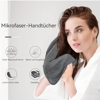 KinHwa Gray Hand Towels for Bathroom, Microfiber Face Towels, 11x20 Inch