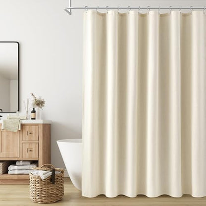 Naturoom Linen Shower Curtain 72 Inch Long for Bathroom Warm Beige