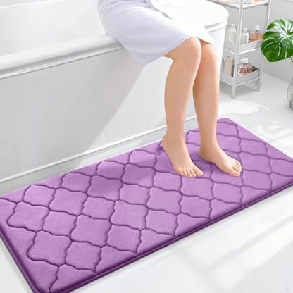 OLANLY Memory Foam Bath Mat Rug 47x20, Ultra Soft Bathroom Rugs, Lavender