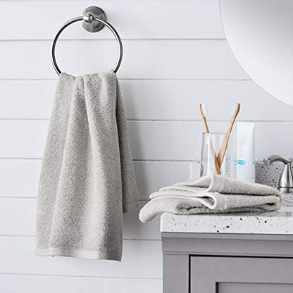 Amazon Basics 100% Cotton Lightweight Quick-Dry Hand Towel, 28" x 16", Platinum, 8-Pack