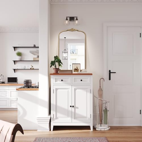 Vintage Gold Mirror, 24"x36" Antique Gold Bathroom Arched Mirrors