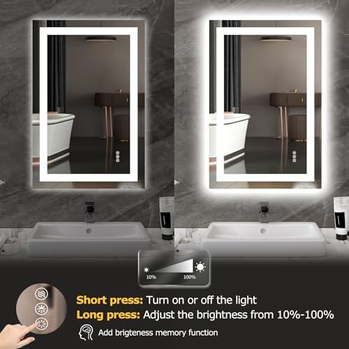 Hivone 36"X24" LED Bathroom Mirror with Lights, UL Listed