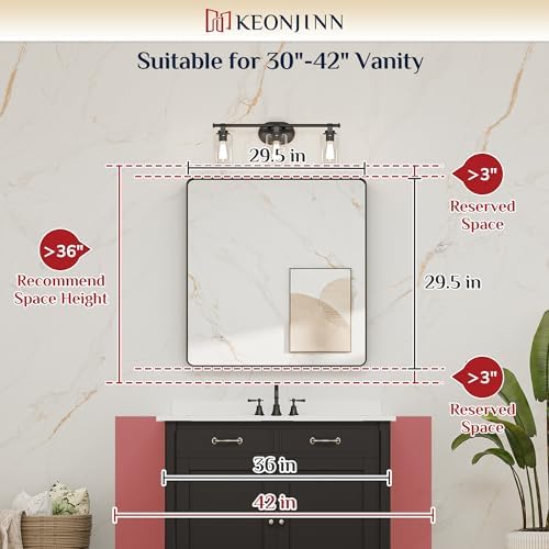 Keonjinn 30 x 30 Inch Brushed Nickel Bathroom Mirrors for Over Sink